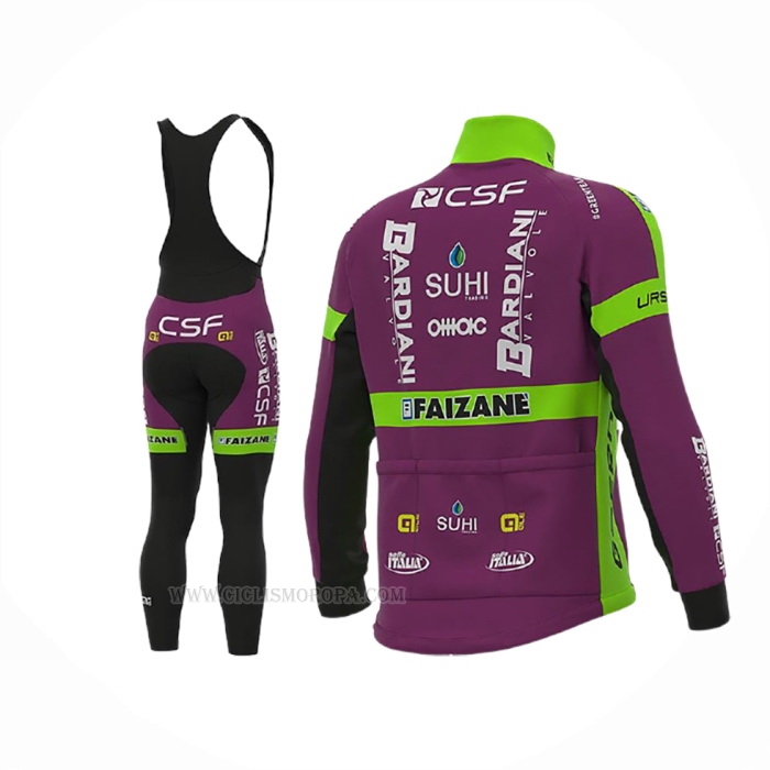 2020 Ropa Ciclismo Bardiani Csf Faizane Violeta Verde Mangas Largas y Culotte Lunga